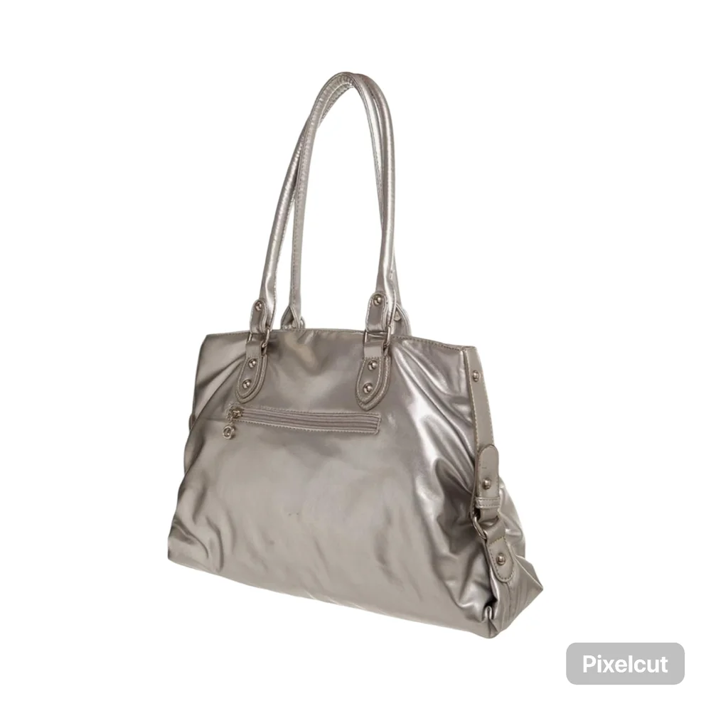 NWOT Metallic Silver Crown Shoulder Bag